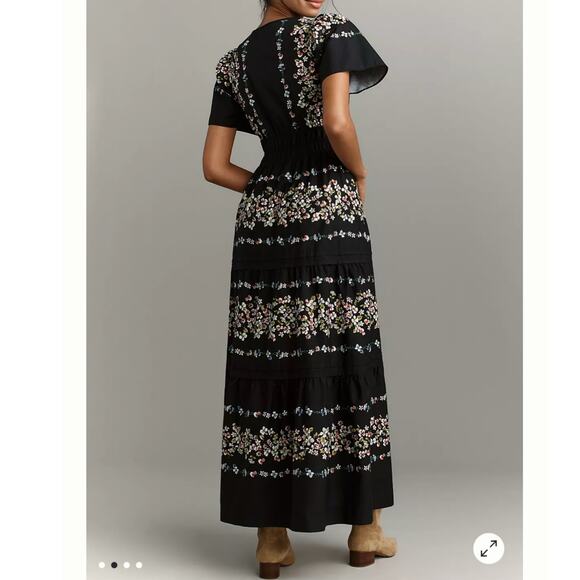 Anthropologie Somerset Maxi Dress Black Floral M - Picture 9 of 9